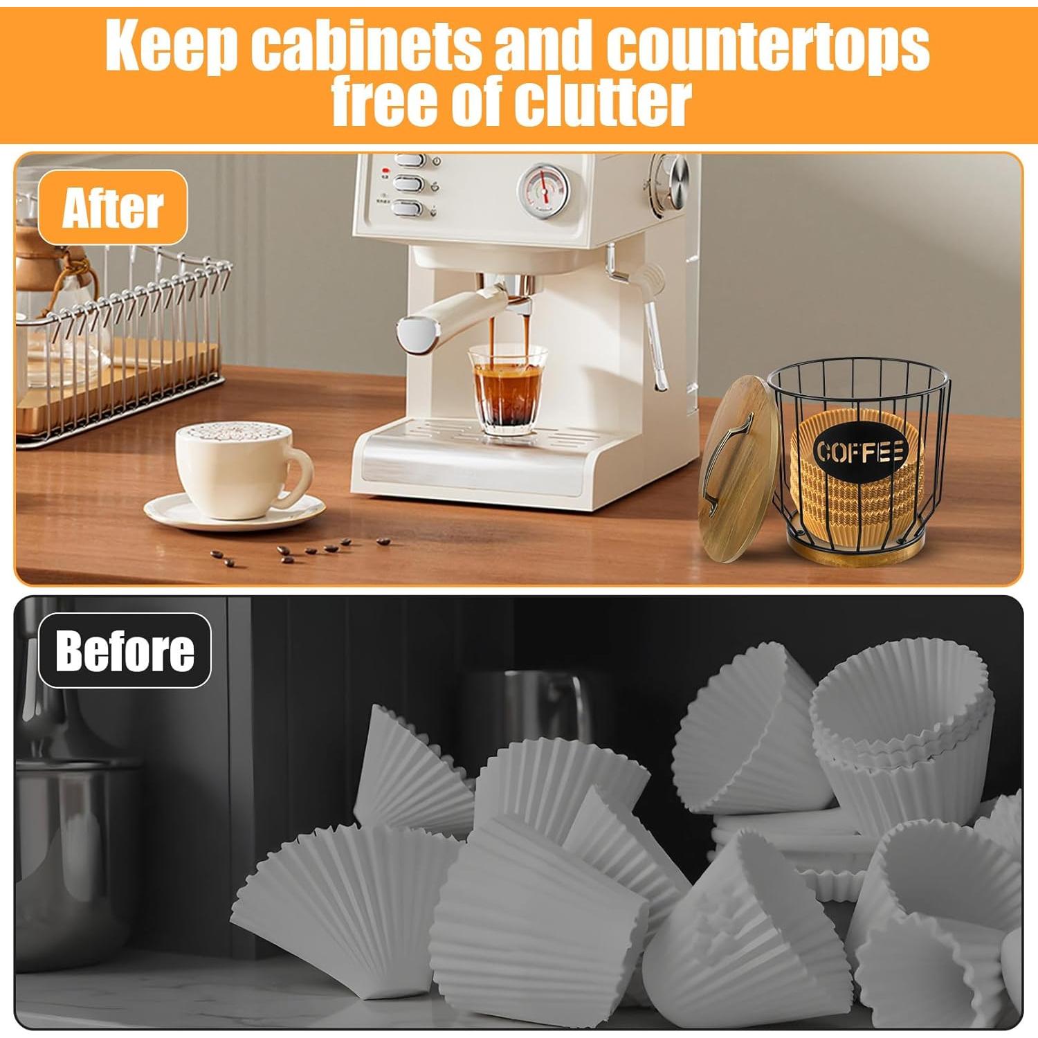 Soporte para Filtros de Café Yuanan con Tapa de Madera 16.5x18 cm