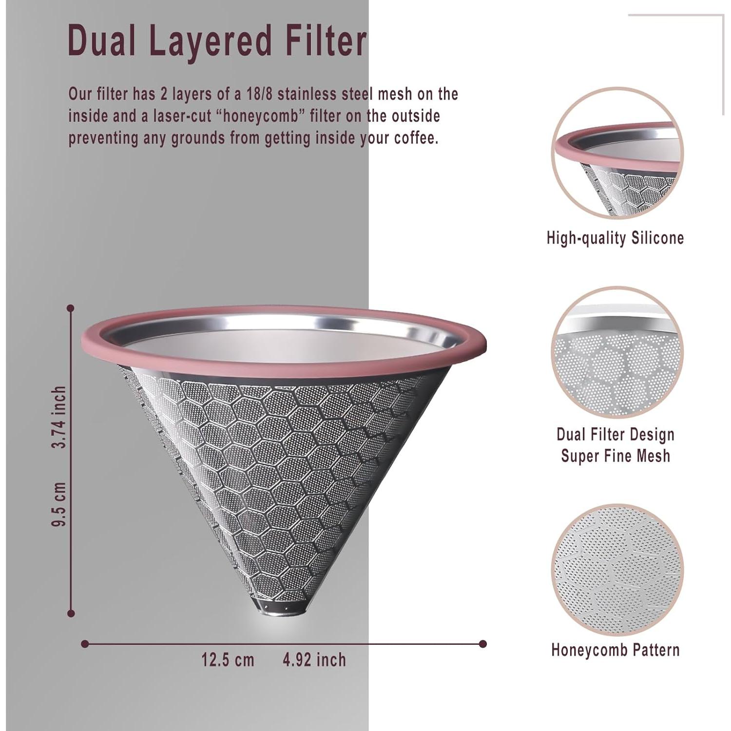 Filtro de Café Reutilizable MISETTO Acero Inoxidable Cono