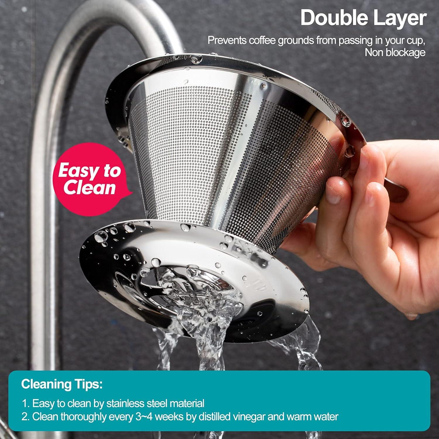 Goteador de Café Laiyeoy Acero Inoxidable Doble Malla 1 Taza