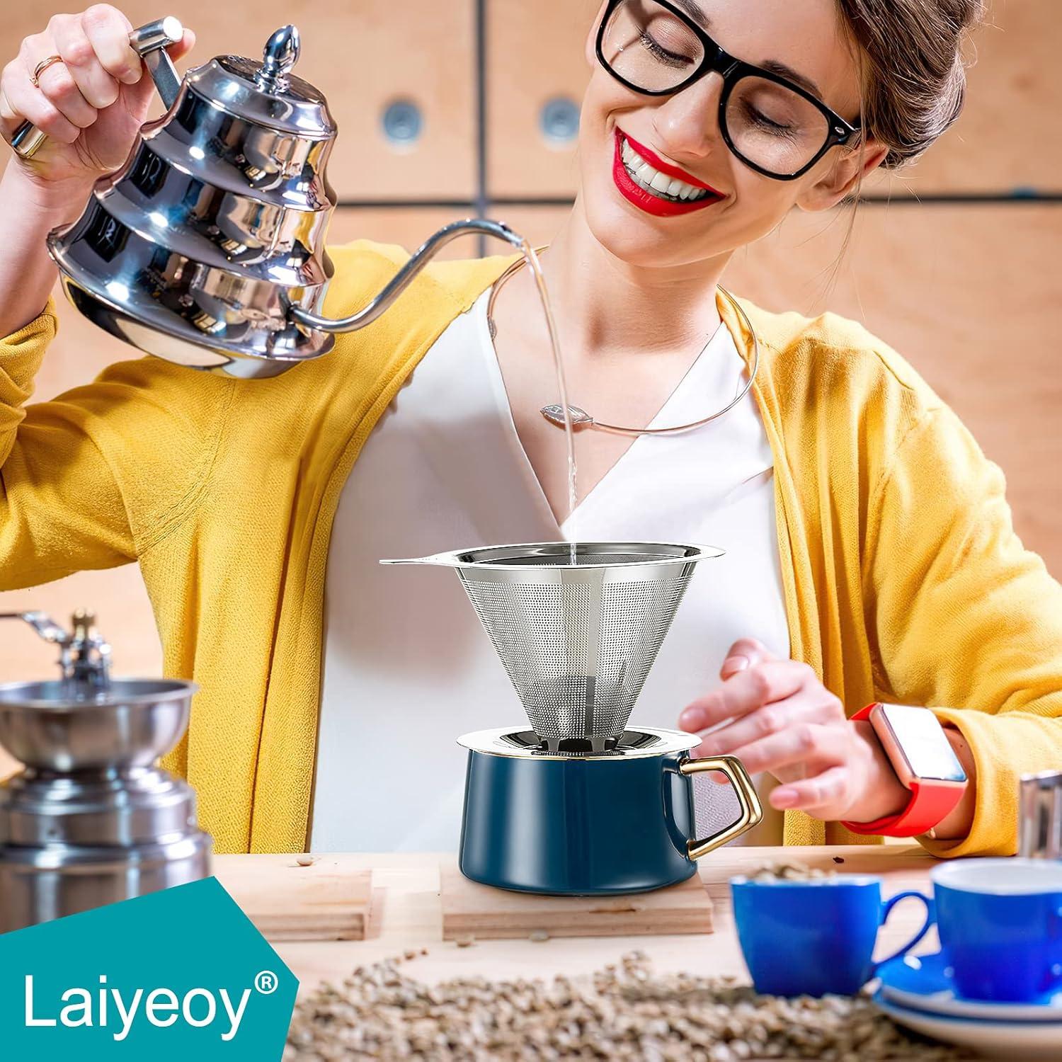 Goteador de Café Laiyeoy Acero Inoxidable Doble Malla 1 Taza