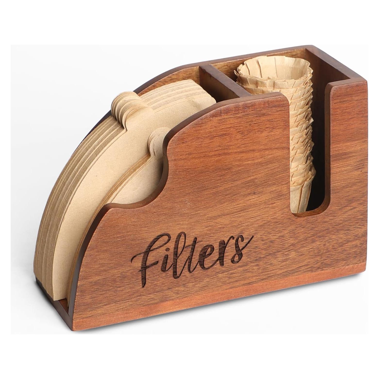 Soporte de Filtros de Café de Madera Acacia 2 en 1 para V60 y K-Cup