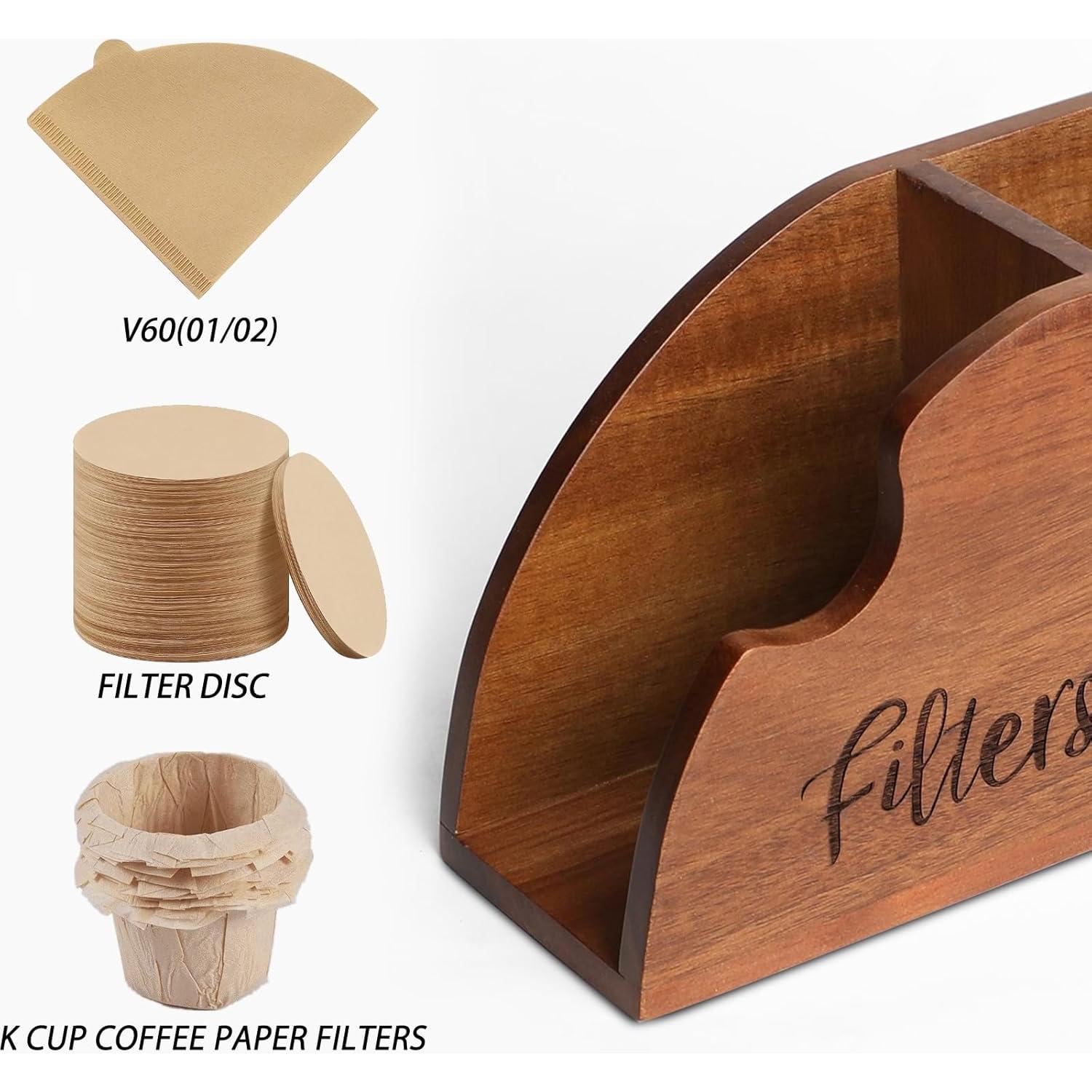 Soporte de Filtros de Café de Madera Acacia 2 en 1 para V60 y K-Cup