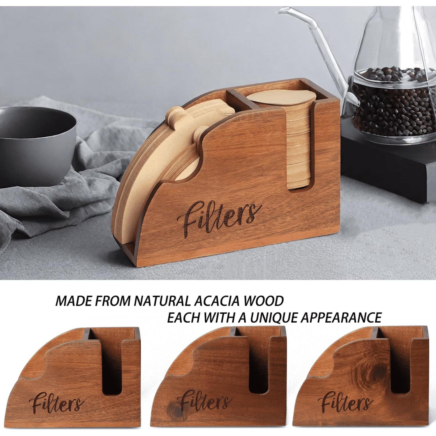 Soporte de Filtros de Café de Madera Acacia 2 en 1 para V60 y K-Cup