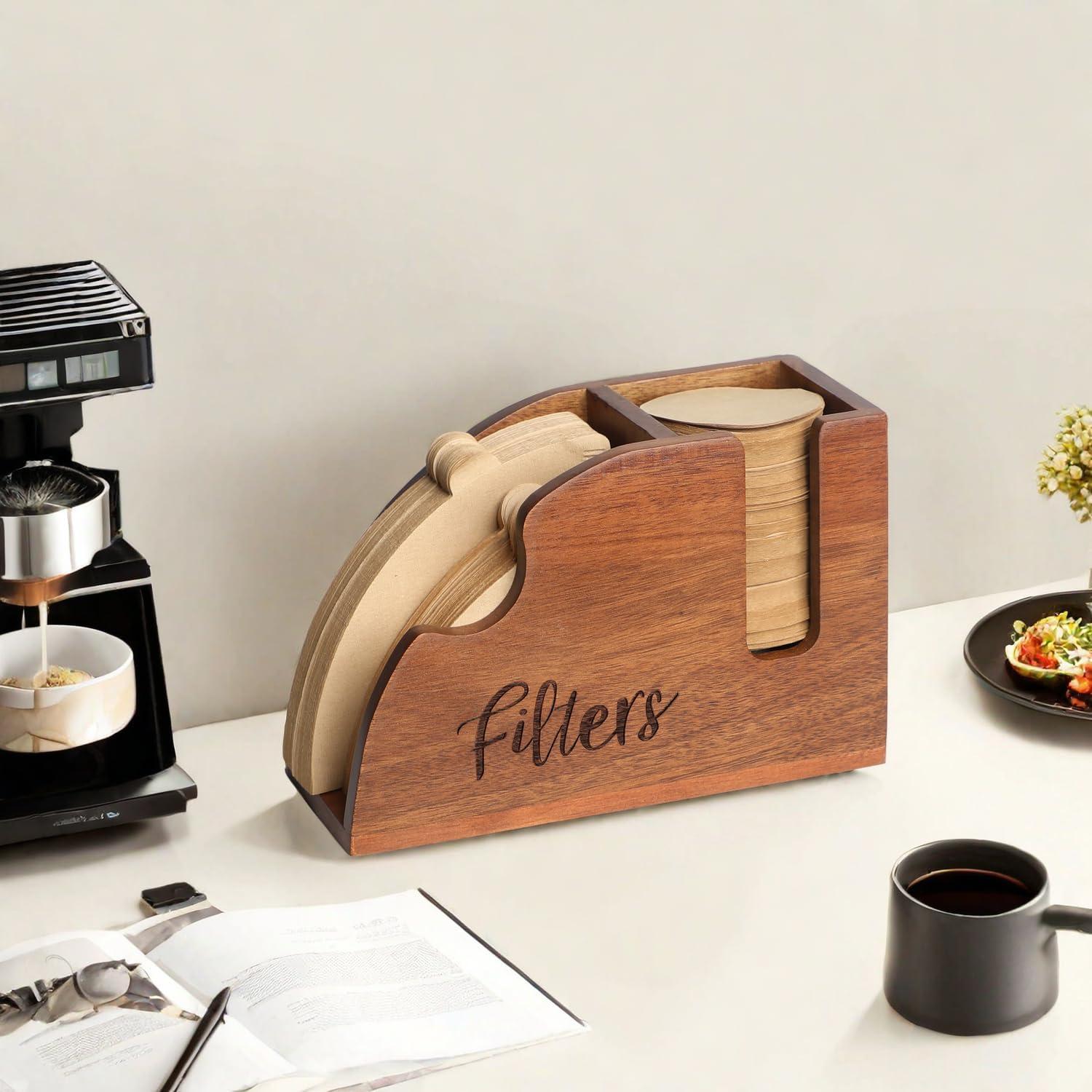 Soporte de Filtros de Café de Madera Acacia 2 en 1 para V60 y K-Cup