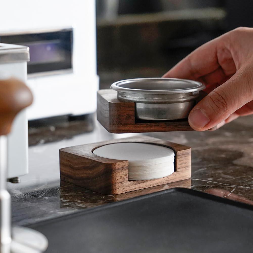 Soporte de Filtro de Café Watchget de Madera de Nogal 63mm