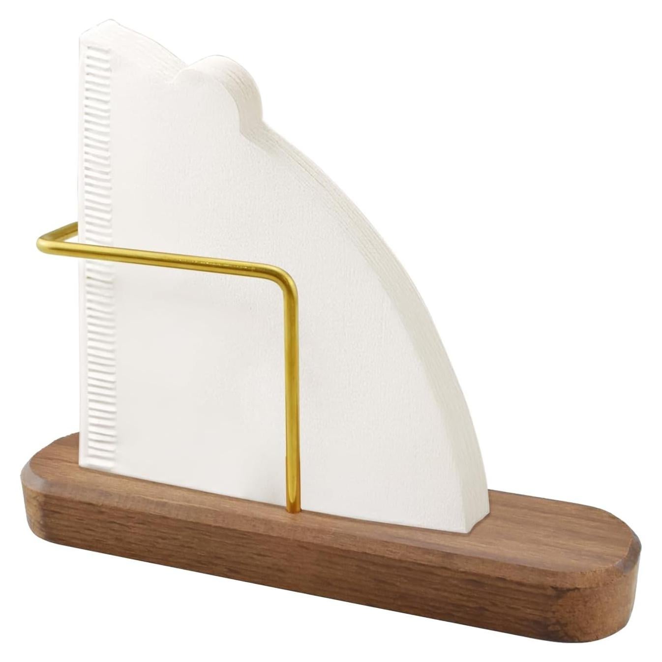 Soporte para Filtros de Café HONSNKS de Nogal y Latón - 40 Filtros