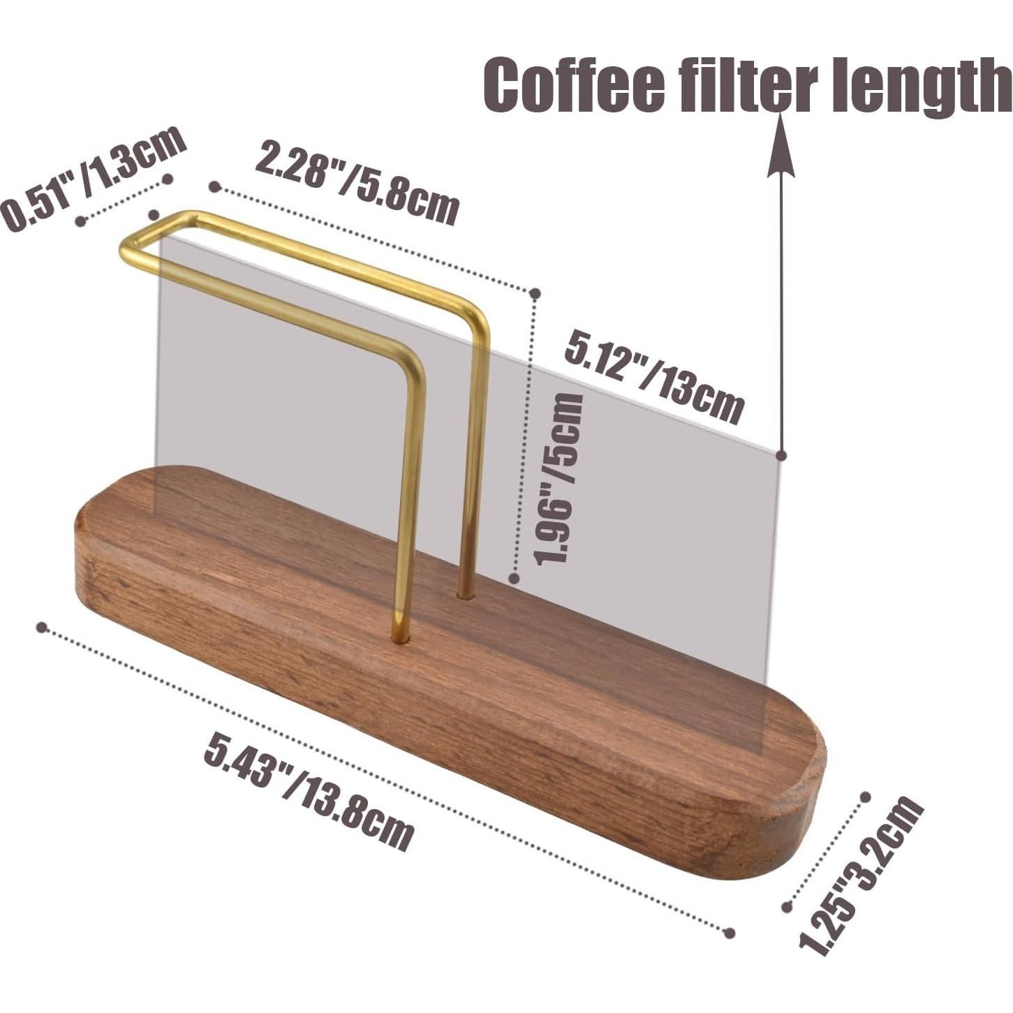 Soporte para Filtros de Café HONSNKS de Nogal y Latón - 40 Filtros