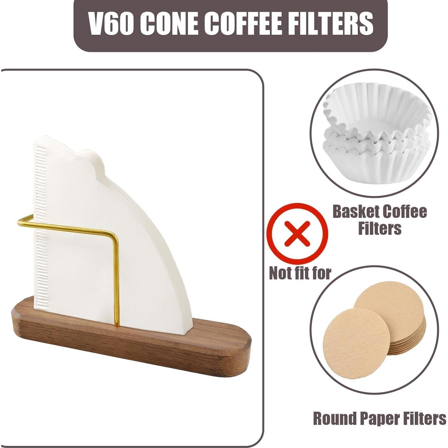 Soporte para Filtros de Café HONSNKS de Nogal y Latón - 40 Filtros