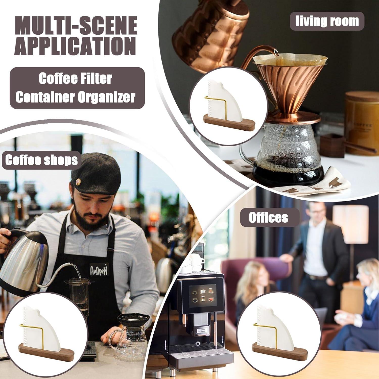 Soporte para Filtros de Café HONSNKS de Nogal y Latón - 40 Filtros