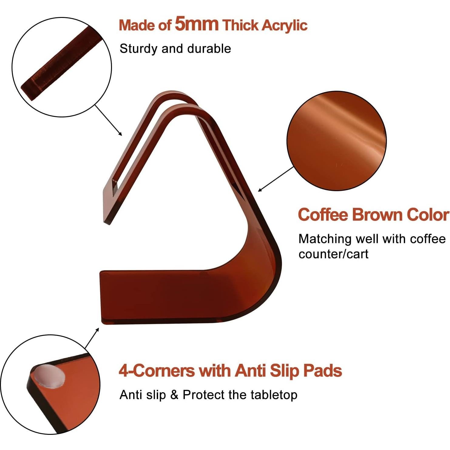 Soporte de Filtro de Café Acrílico PURIMADE 5mm Cono Marrón