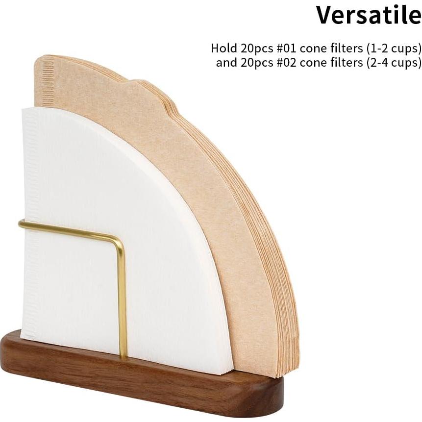 Soporte de Filtro de Café en Cono Watchget - Nogal y Latón