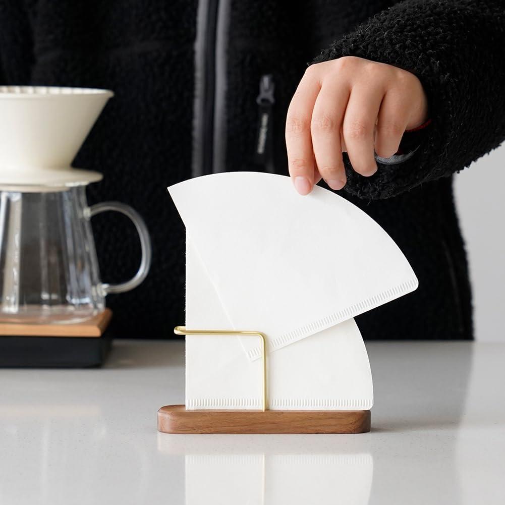 Soporte de Filtro de Café en Cono Watchget - Nogal y Latón