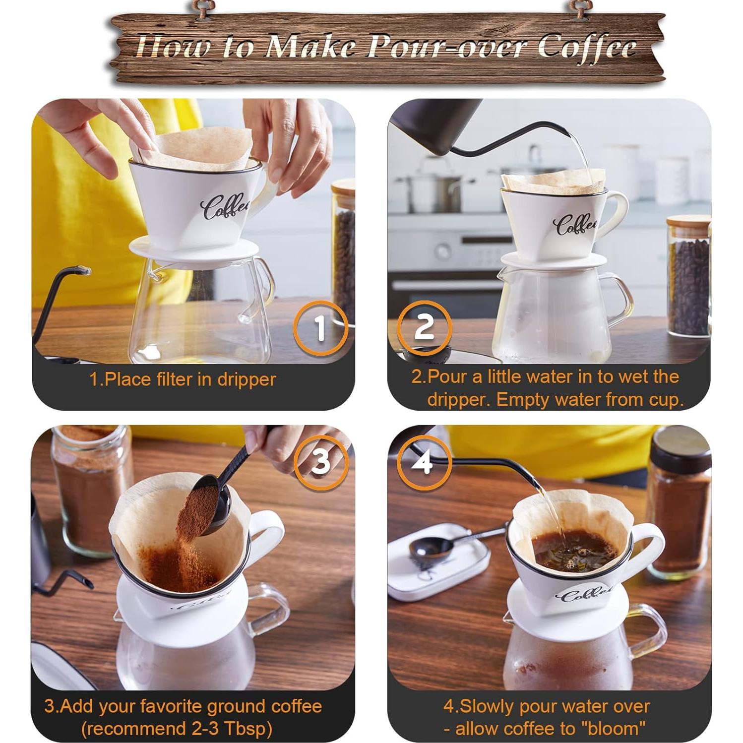 Cafetera de Goteo Manual DAYYET de Cerámica Blanca 0.54 kg