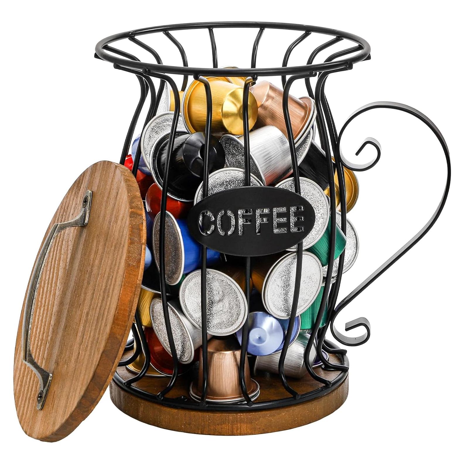 Soporte de Cápsulas de Café WRINGKIT Rústico con Tapa 21.3 cm