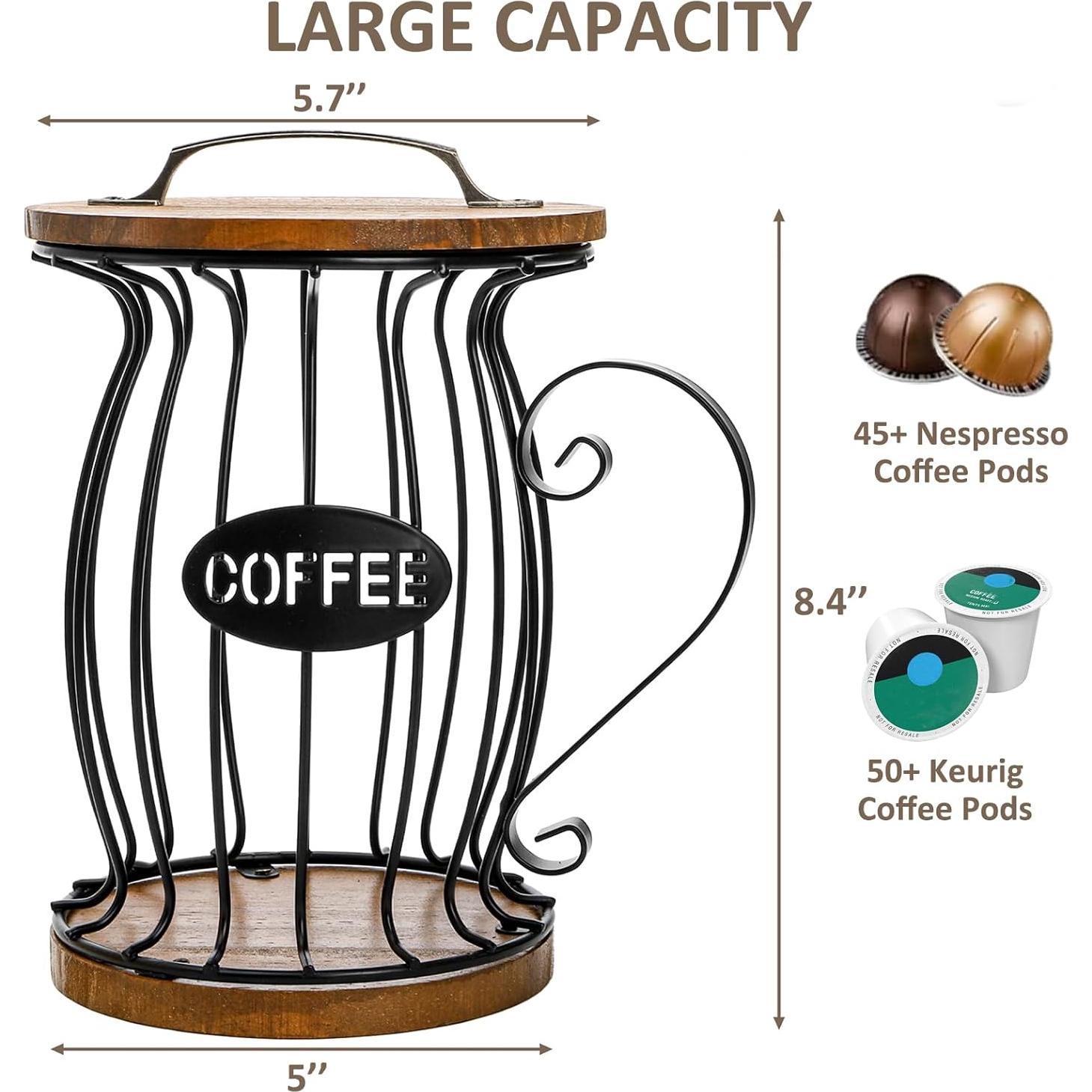 Soporte de Cápsulas de Café WRINGKIT Rústico con Tapa 21.3 cm