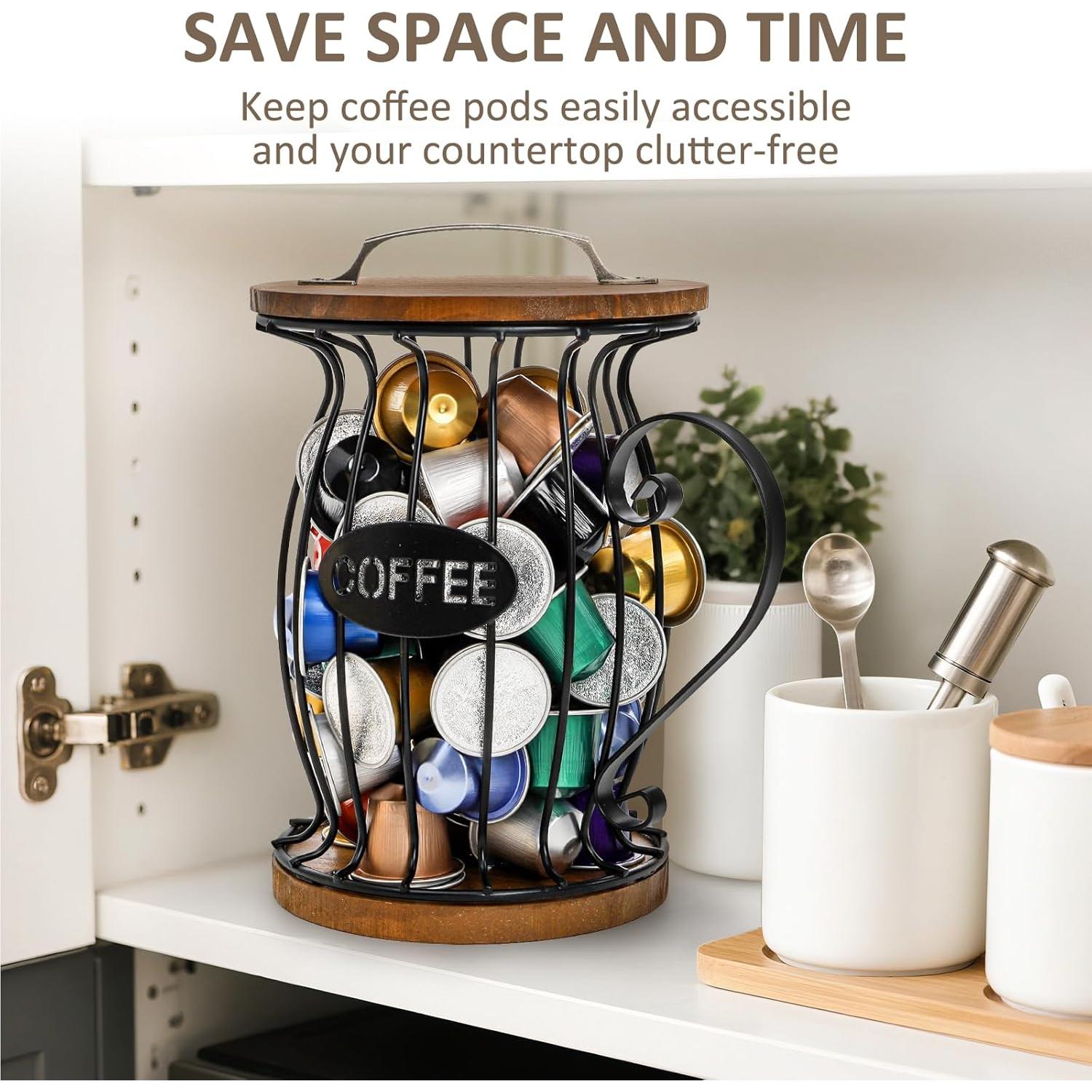 Soporte de Cápsulas de Café WRINGKIT Rústico con Tapa 21.3 cm