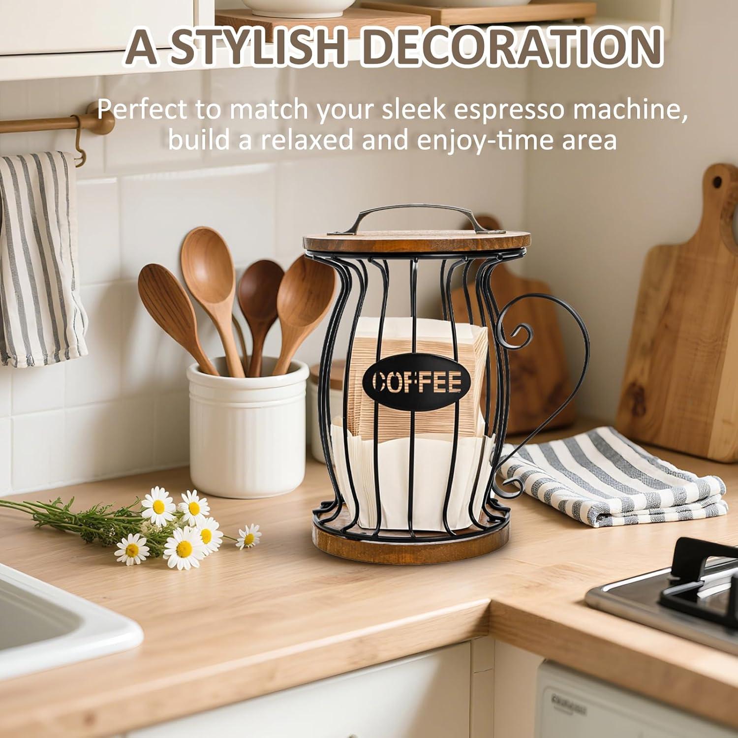 Soporte de Cápsulas de Café WRINGKIT Rústico con Tapa 21.3 cm