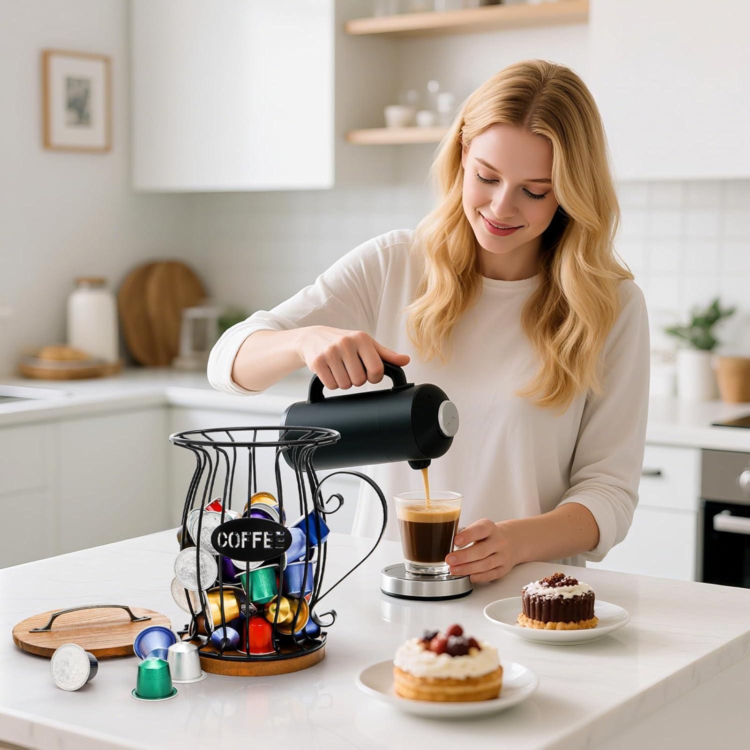 Soporte de Cápsulas de Café WRINGKIT Rústico con Tapa 21.3 cm