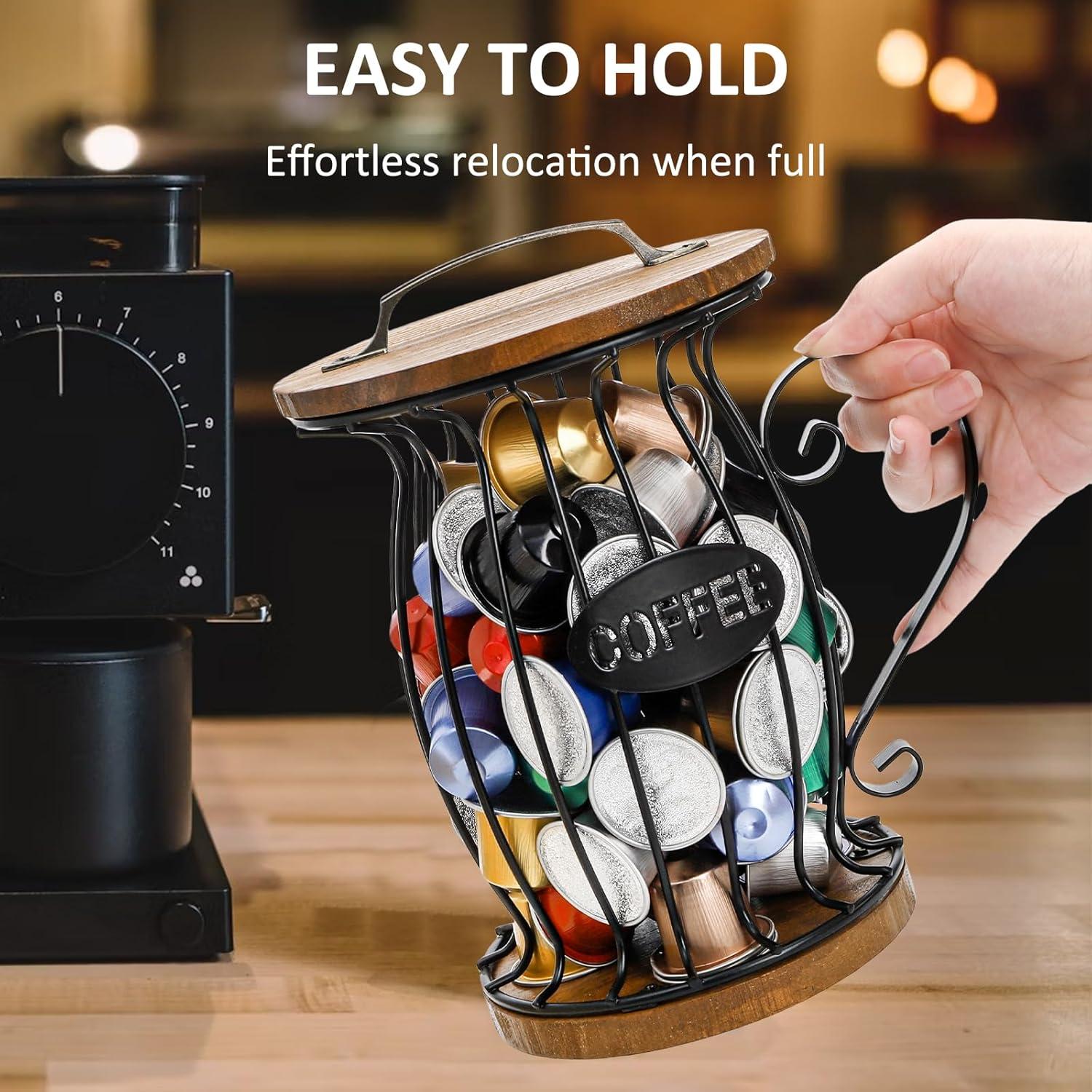 Soporte de Cápsulas de Café WRINGKIT Rústico con Tapa 21.3 cm