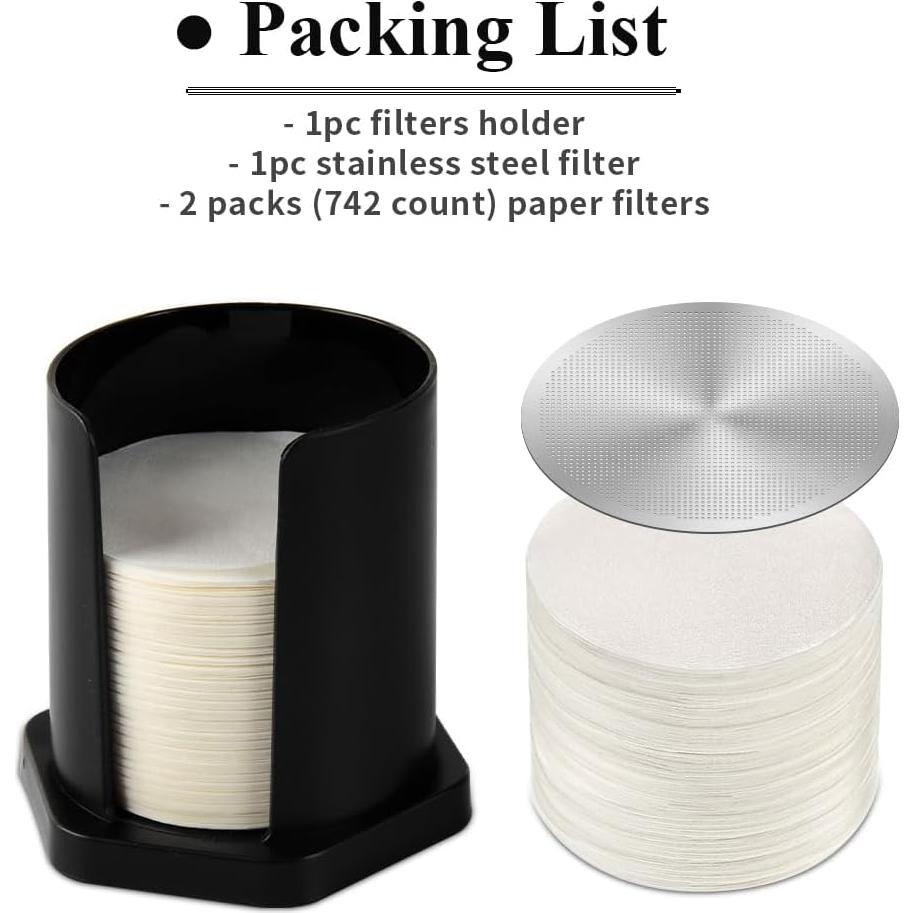 Soporte de Filtros de Café CAFEMASY con 742 Filtros de Papel