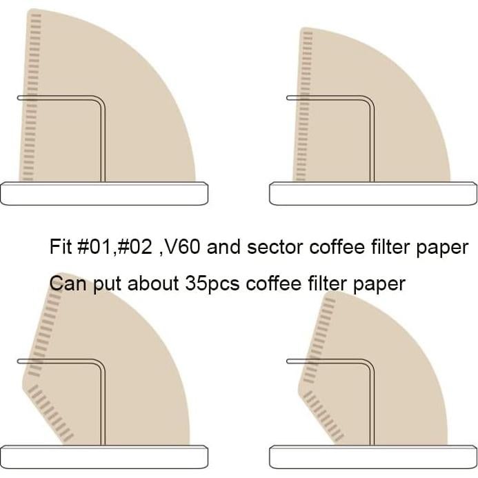 Soporte de Filtro de Café de Madera AXUYU - Organizador para Filtros #01, #02, V60