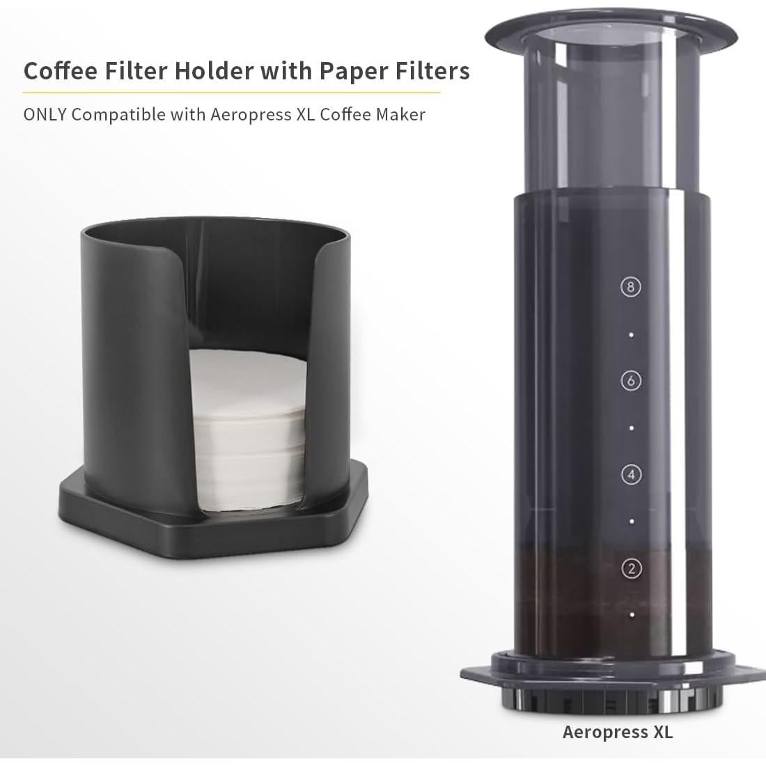 Soporte de Filtro de Café CAFEMASY con 200 Filtros Aeropress XL