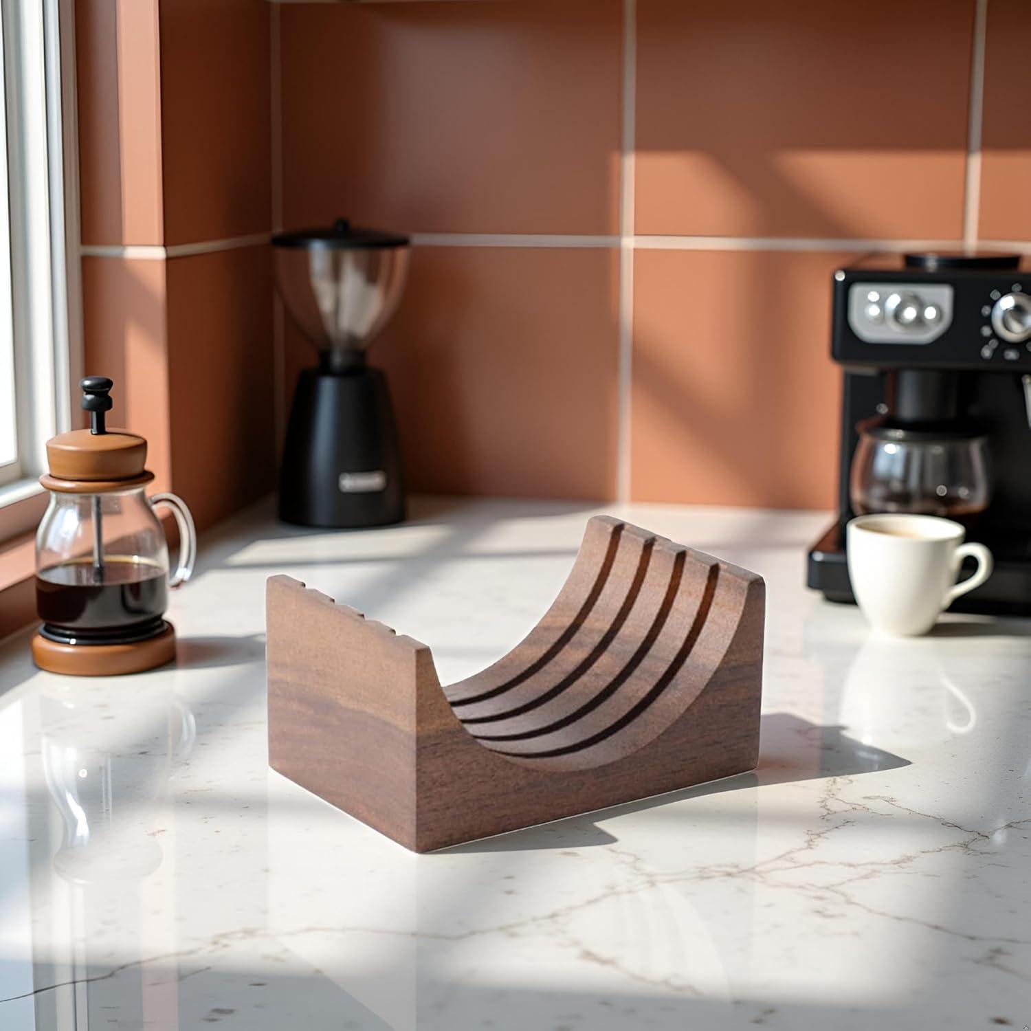 Filtro Reutilizable para Espresso WsjiaboFux con Soporte de Nogal