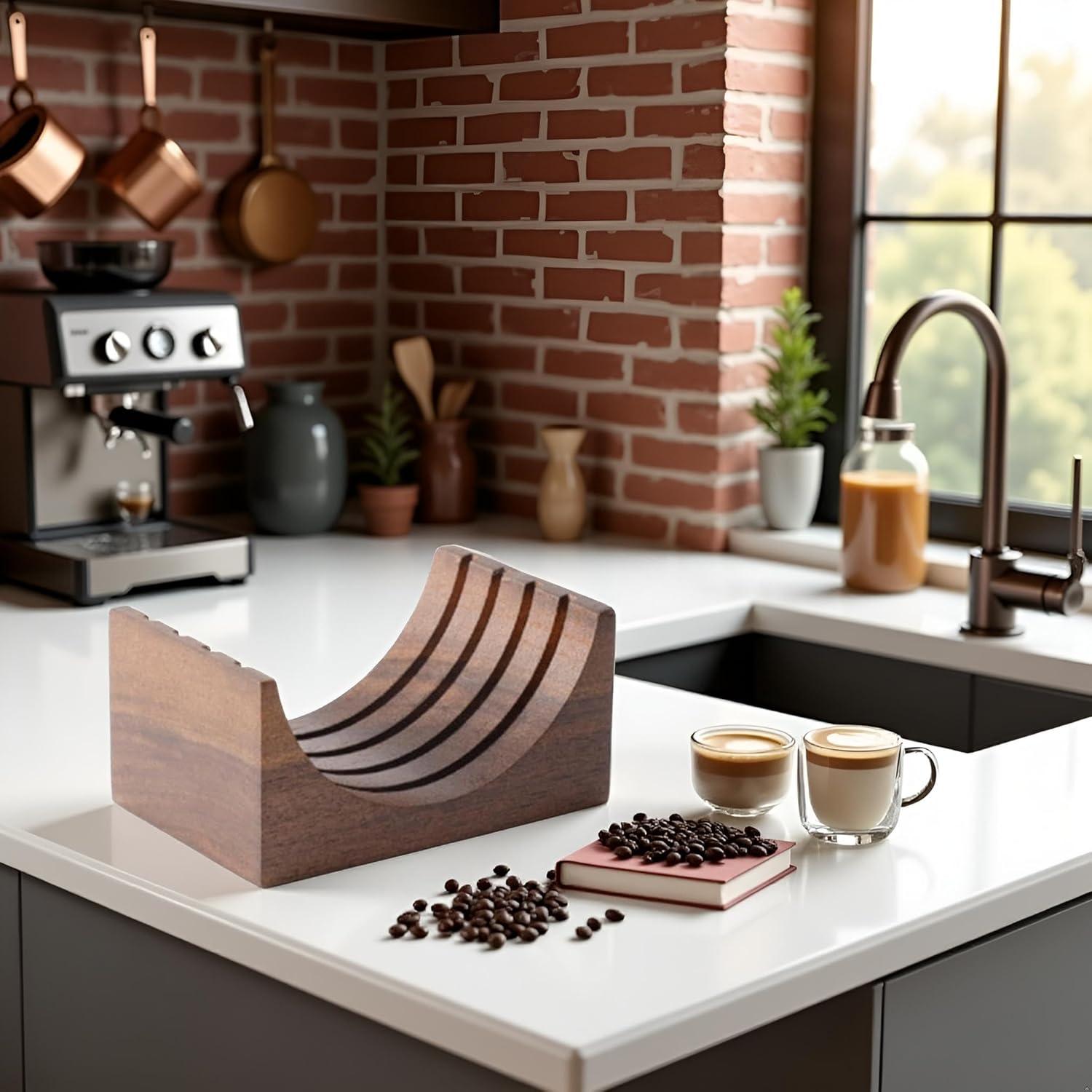 Filtro Reutilizable para Espresso WsjiaboFux con Soporte de Nogal