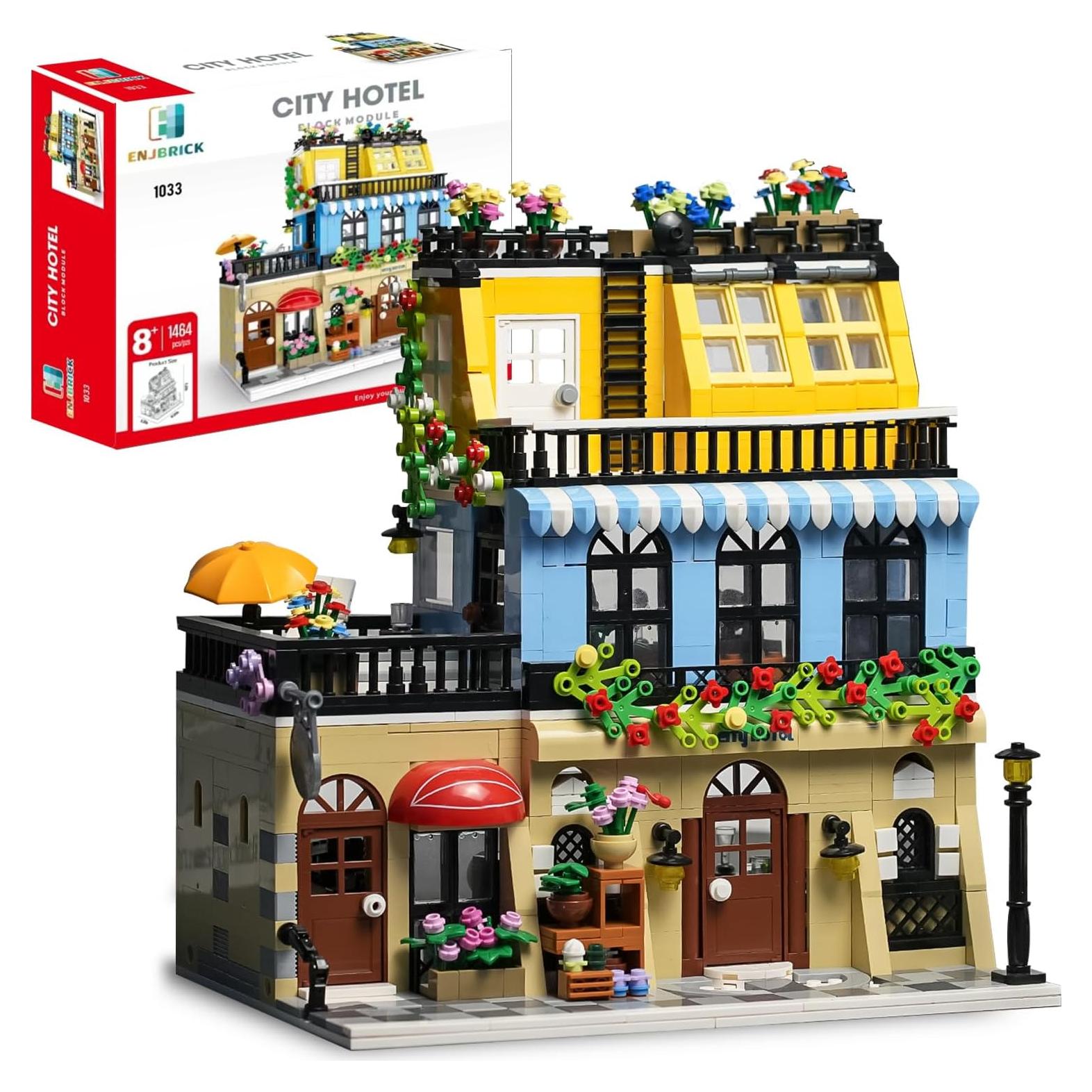 ENJBRICK Kit Construcción Hotel Ciudad 1464 Piezas