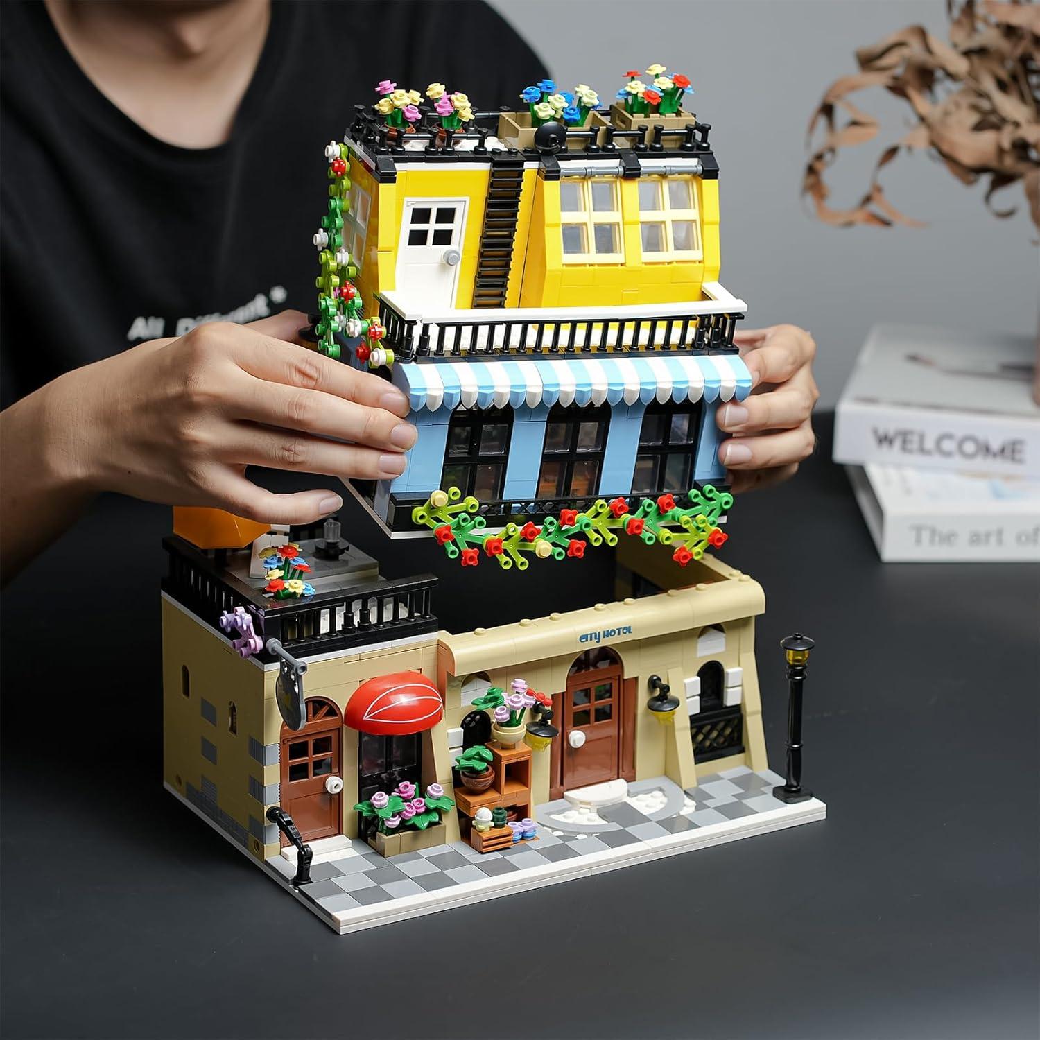 ENJBRICK Kit Construcción Hotel Ciudad 1464 Piezas