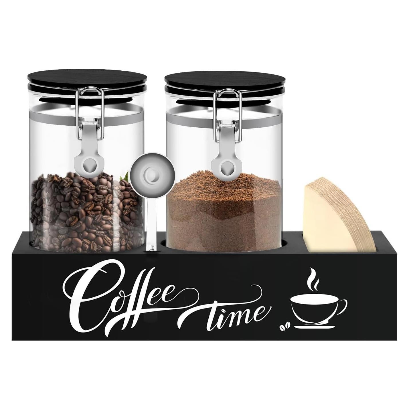 Juego de Contenedores de Café de Vidrio MACIFECI 54oz con Estante