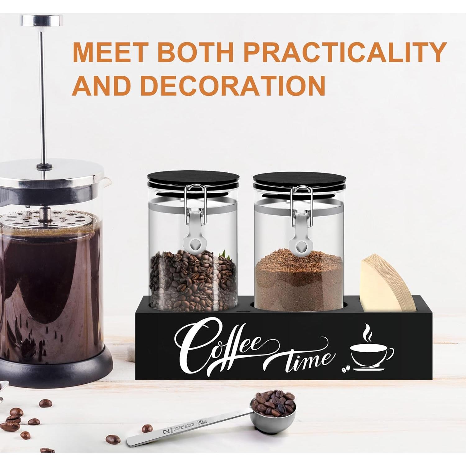 Juego de Contenedores de Café de Vidrio MACIFECI 54oz con Estante