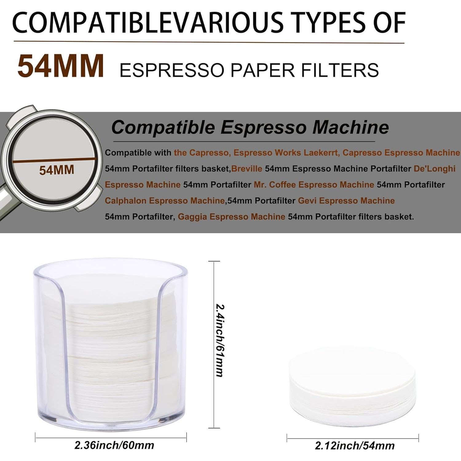 Filtros de Papel para Espresso 54mm ELESTAB 300 Unidades