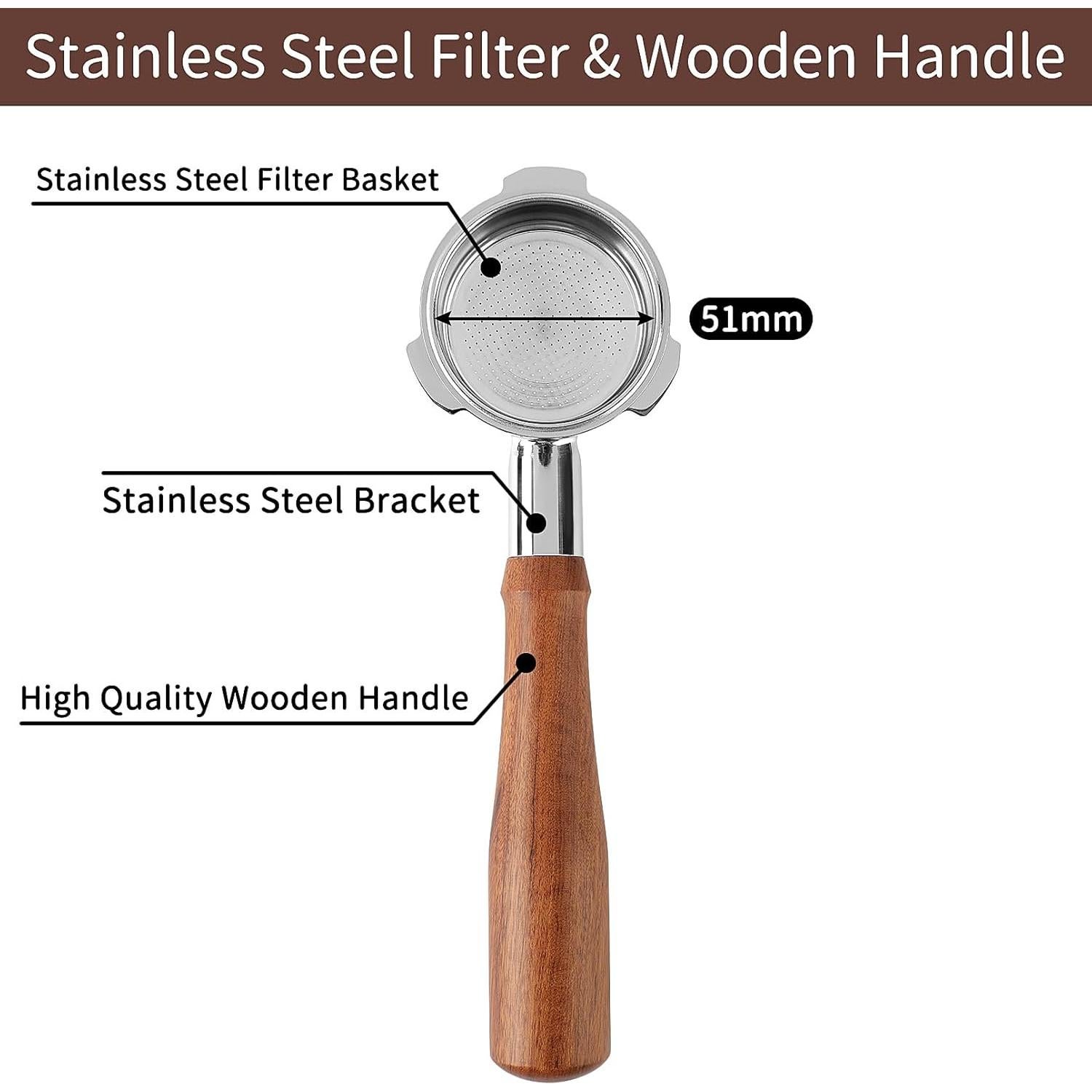 Portafiltro Sin Fondo 51mm Fogkay para Espresso y Cappuccino