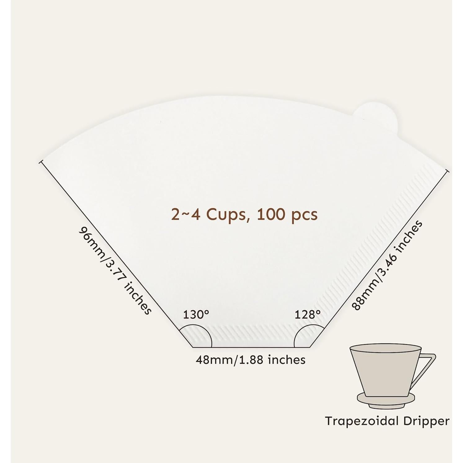 Filtros de Papel Trapezoidal Palatti 102 - 100 Unidades