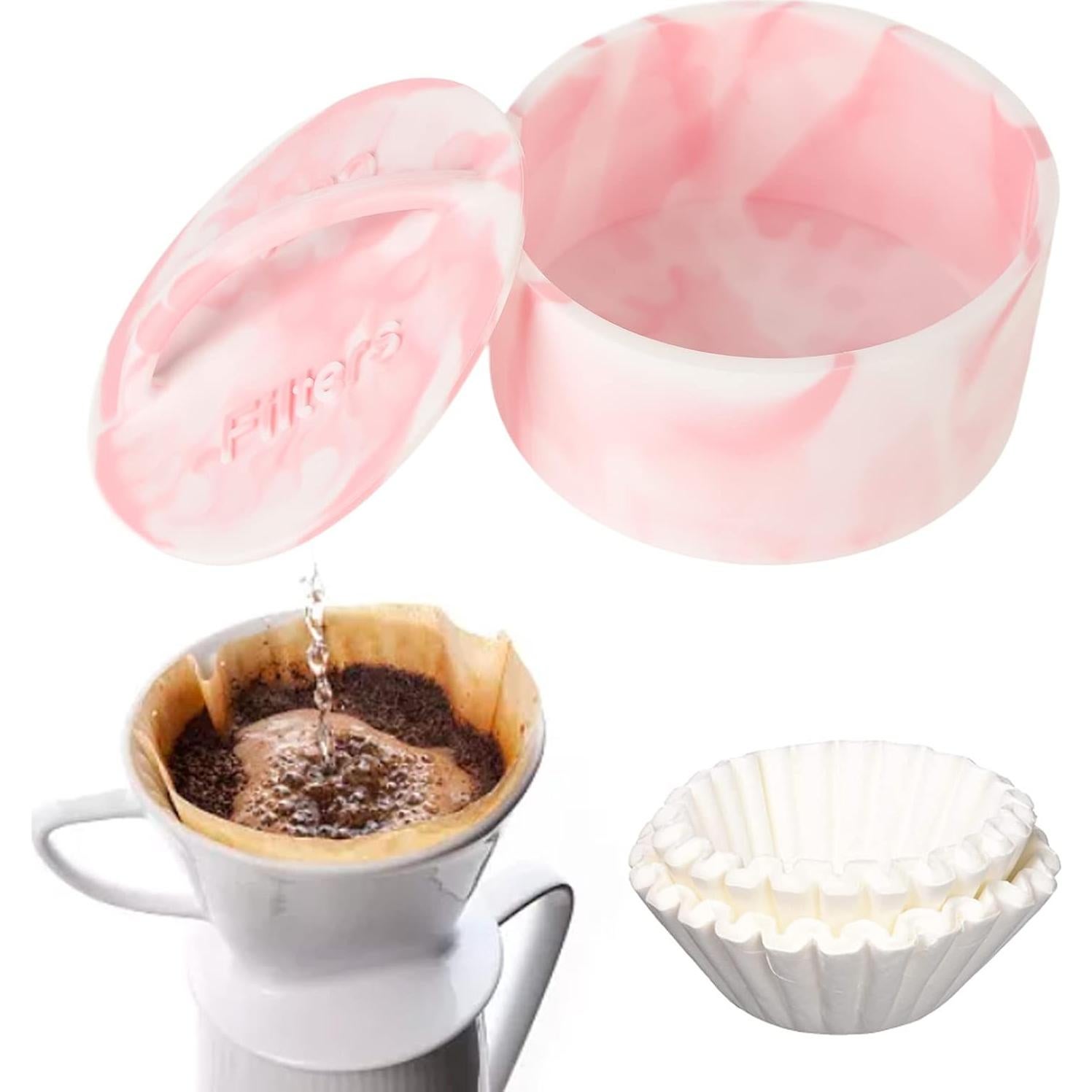 Soporte de Filtro de Café HERCHR Rosa - Organizador Silicona 15.5cm
