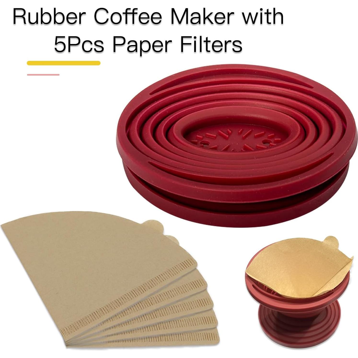 Goteador de Café Plegable Joyangy Rojo con 5 Filtros de Papel