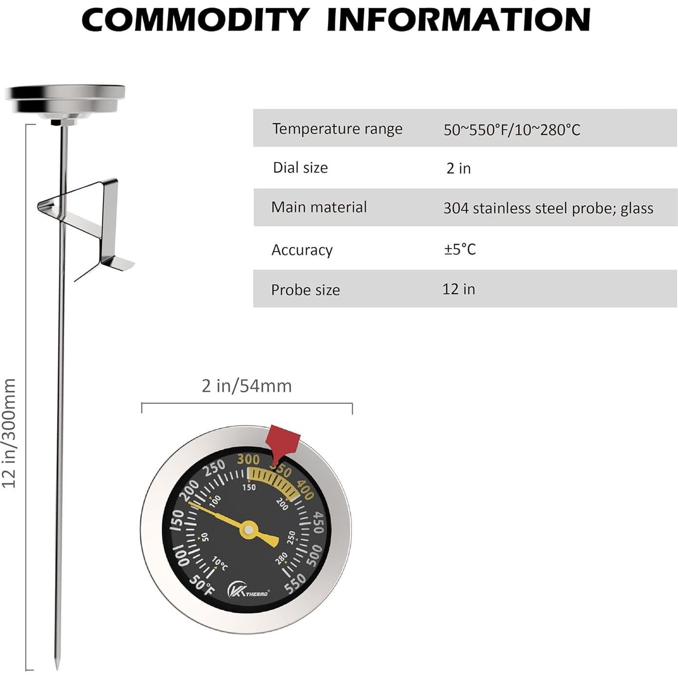 Termómetro de Aceite KT THERMO 30.48 cm Acero Inoxidable