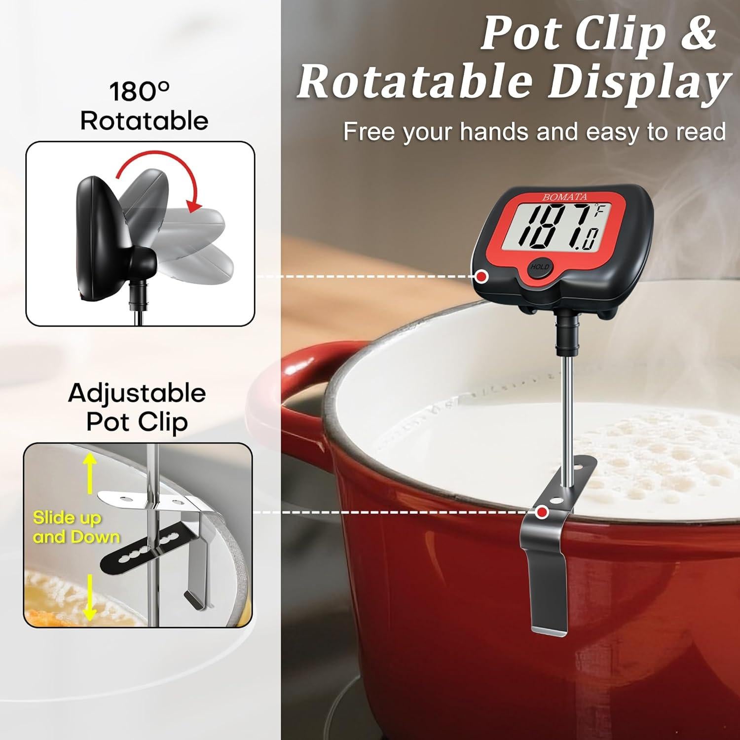 Termómetro Digital de Caramelo BOMATA TL501 con Clip y Pantalla Rotativa