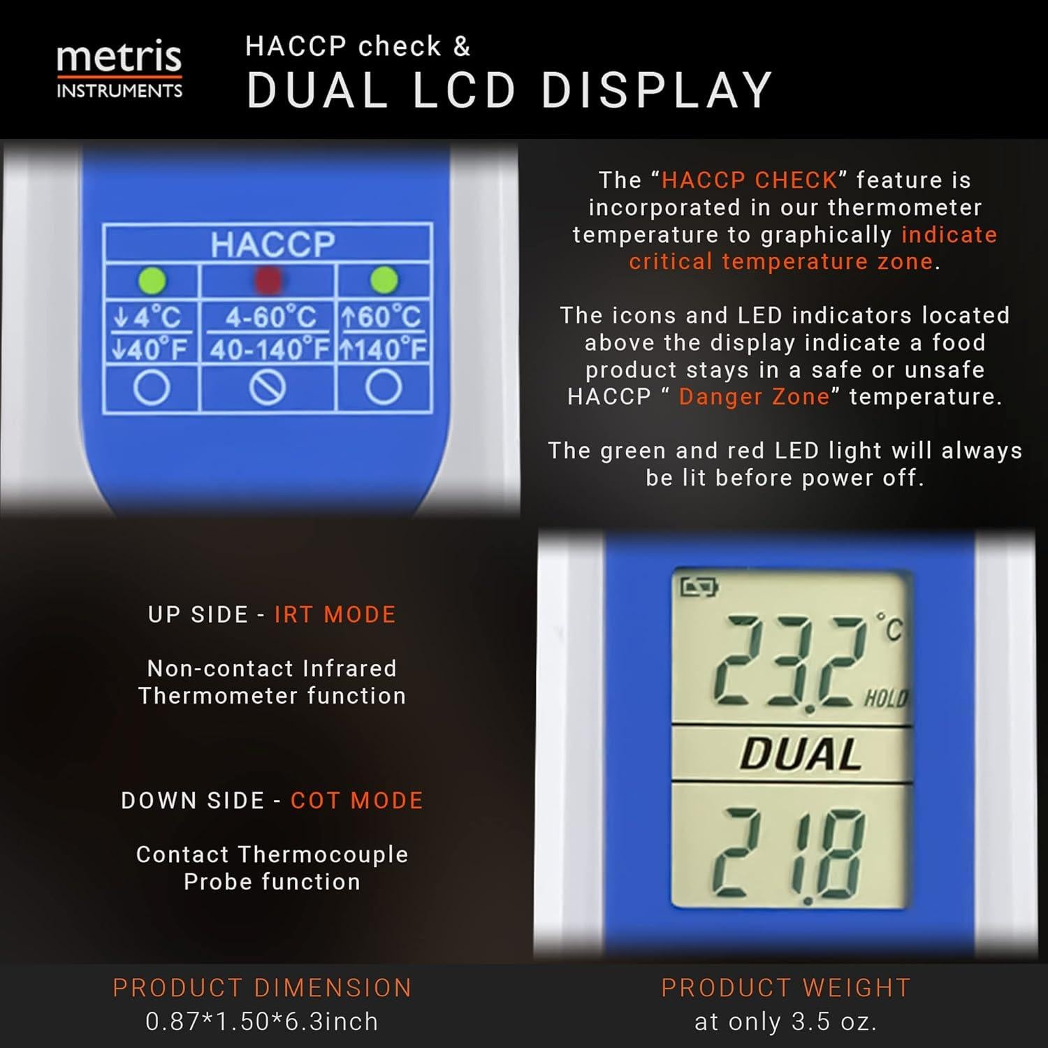 Termómetro Digital de Cocina Metris TCT303F Infrarrojo y Sonda