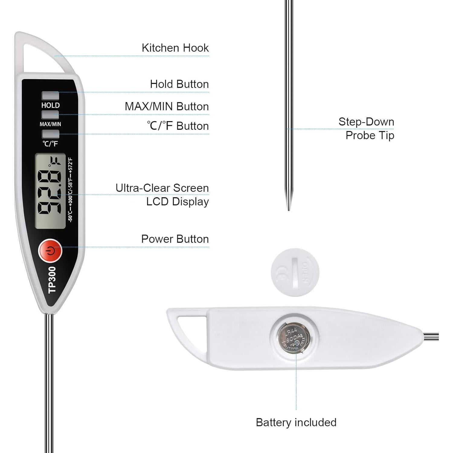 Termómetro Digital de Cocina Aimmi TP300 - Instantáneo 12.7 cm