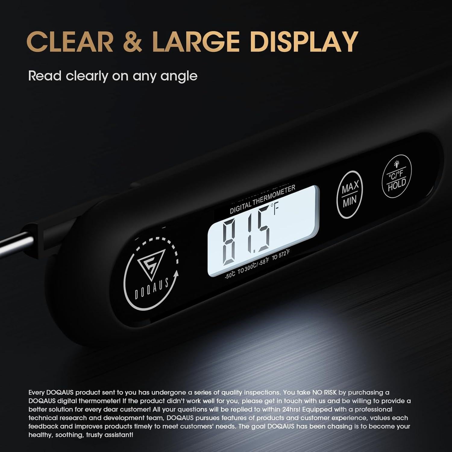 Termómetro Digital de Carne DOQAUS con Sonda Plegable y Retroiluminación