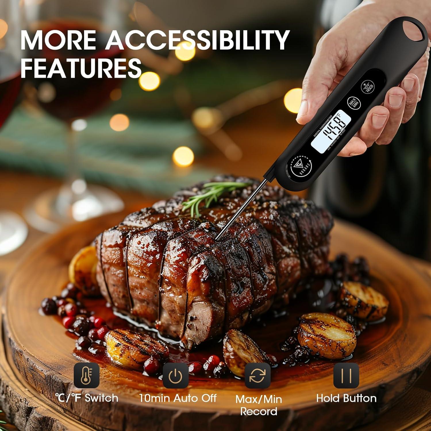 Termómetro Digital de Carne DOQAUS con Sonda Plegable y Retroiluminación