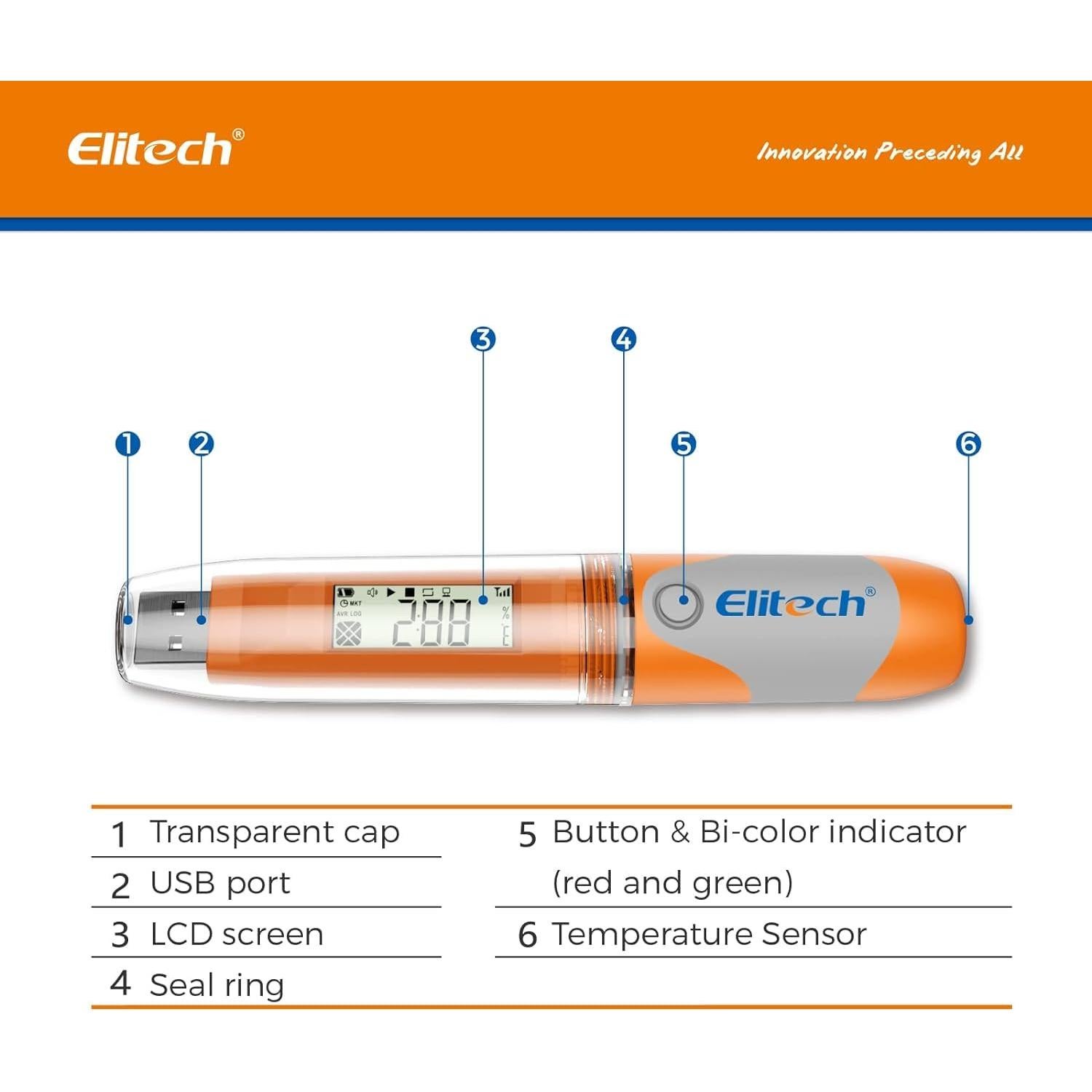 Registrador de Datos de Temperatura Elitech RC-51H 10 Unidades