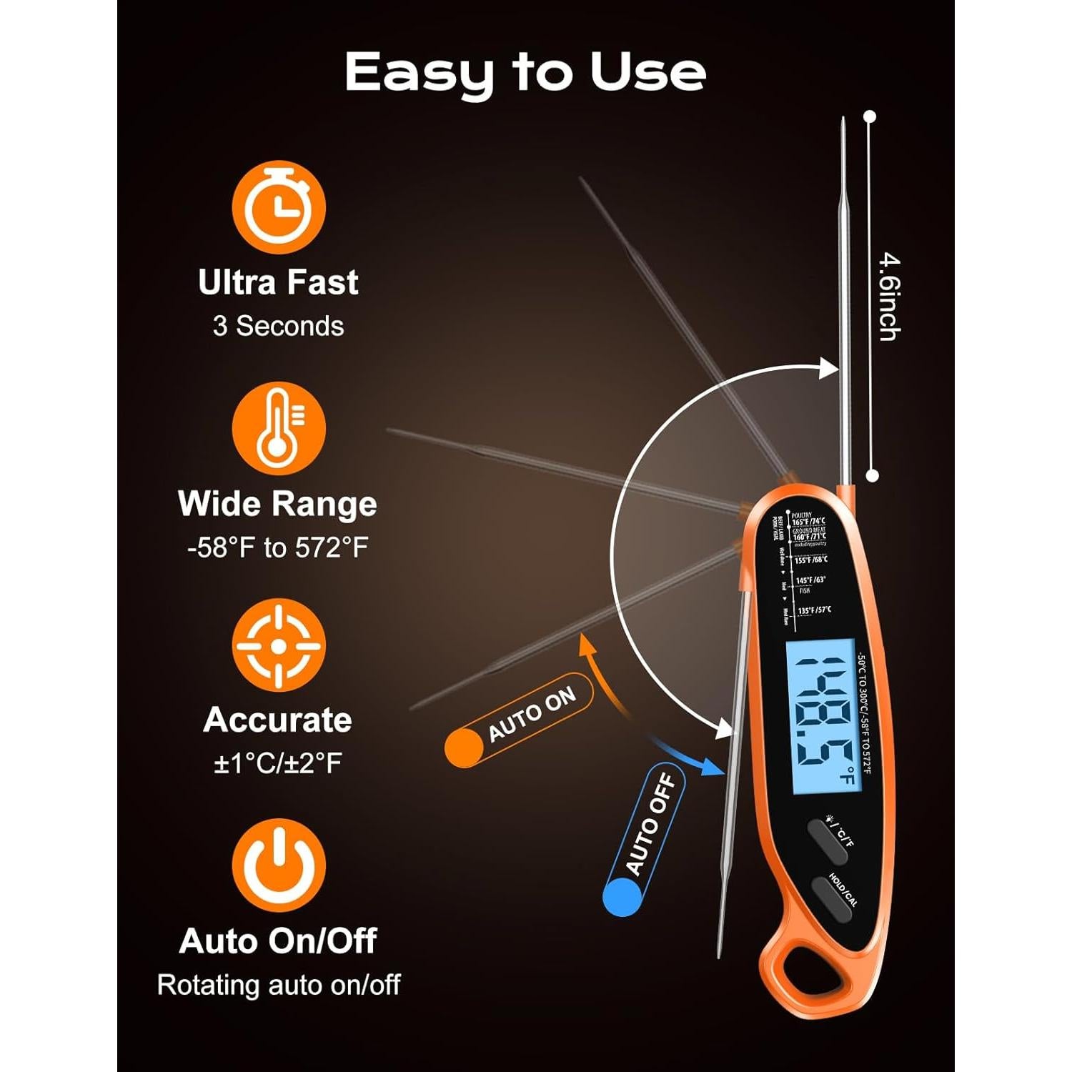 Termómetro Digital de Carne Otemly con Doble Sonda y Pantalla LCD