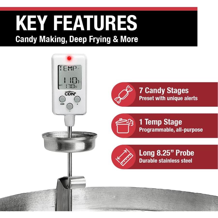 Termómetro Digital de Caramelo CDN DTC450 con Alerta y Clip