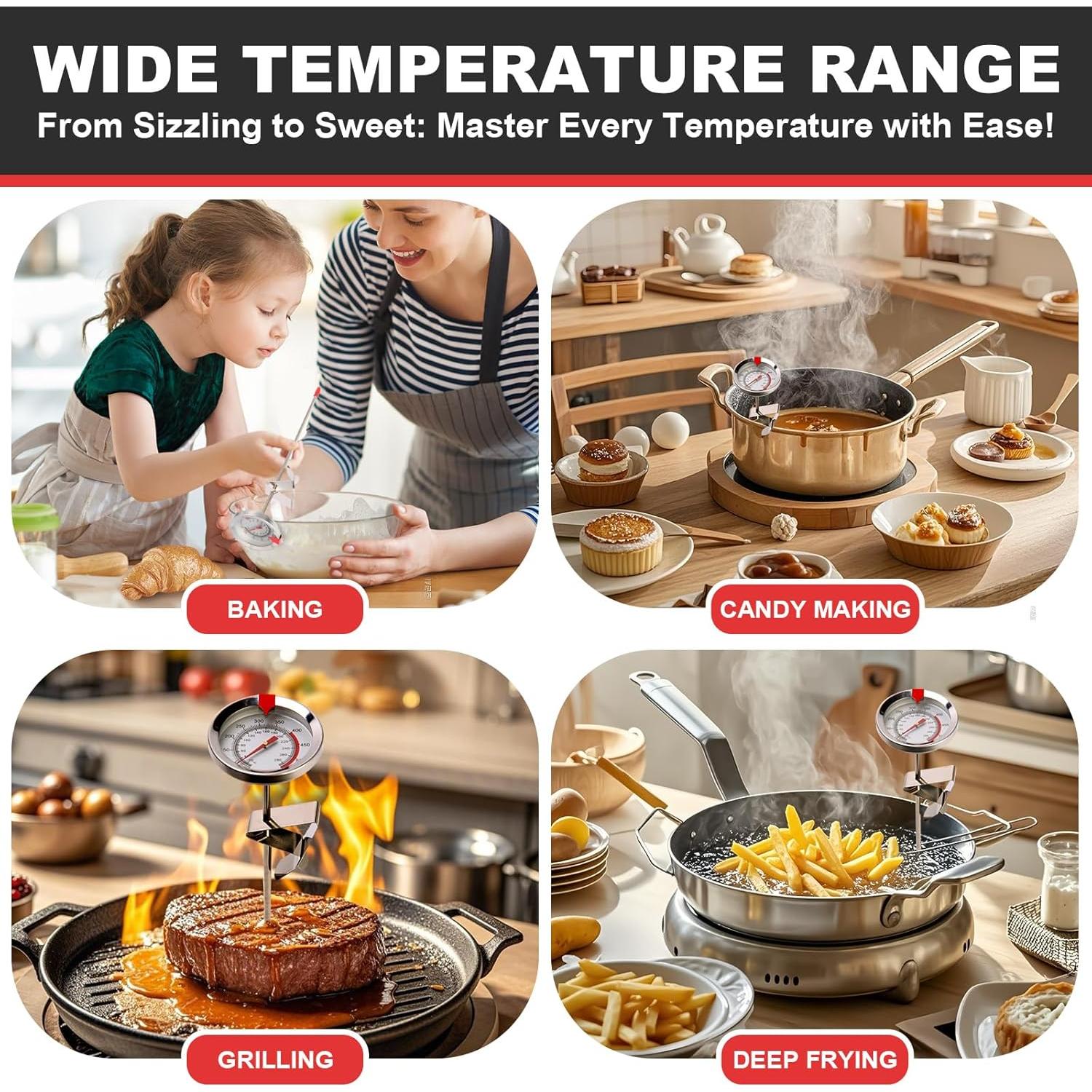 Termómetro de Caramelo y Aceite Telead 22.86 cm Inoxidable