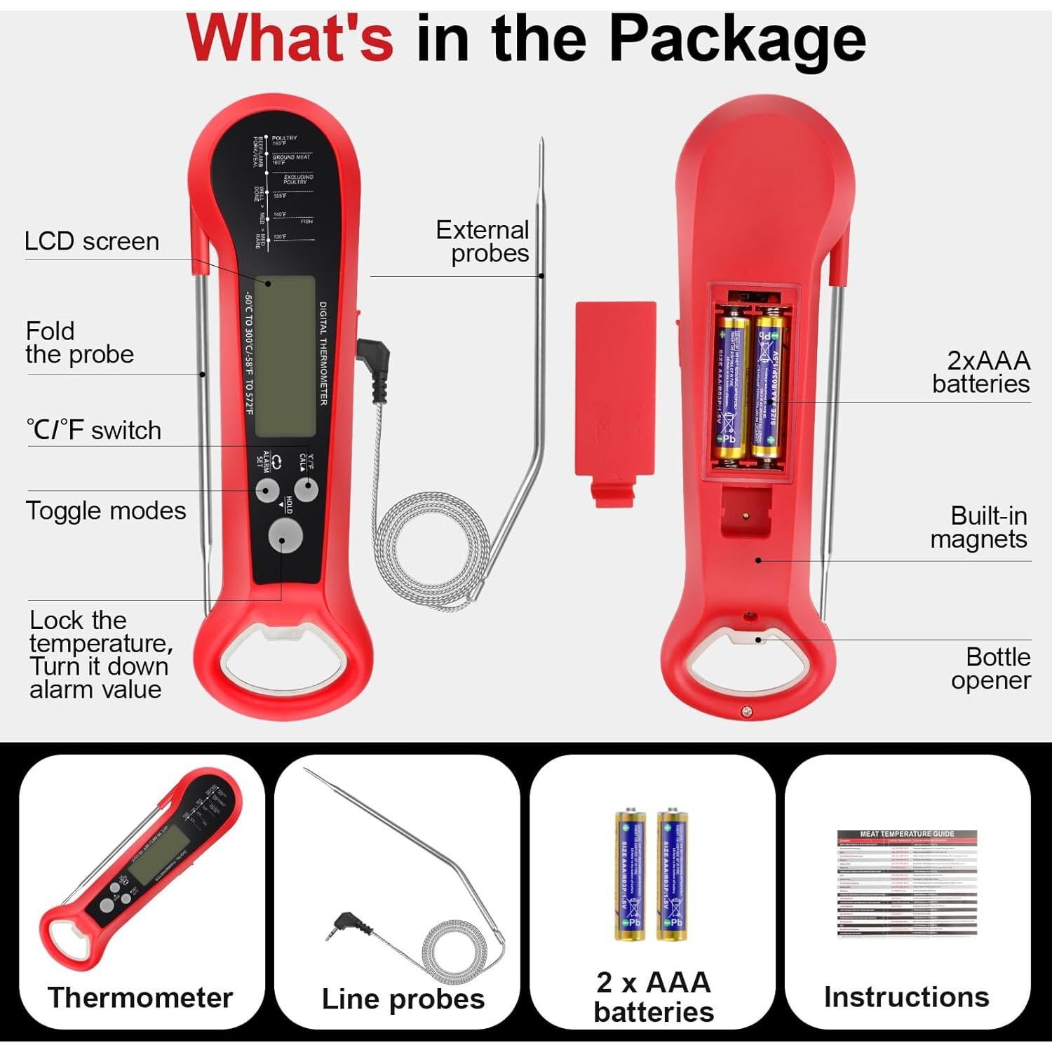 Termómetro Digital de Carne Geyrut con Doble Sonda IPX6