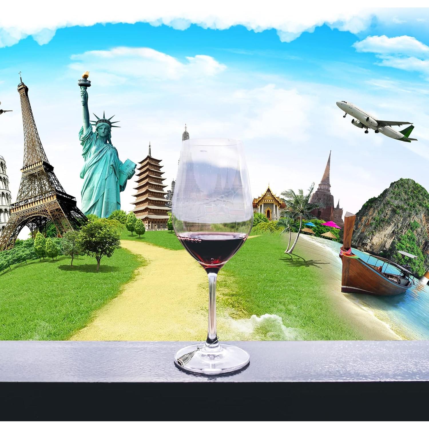 16 Encantos para Copas de Vino Viaje - Marcadores Duraderos