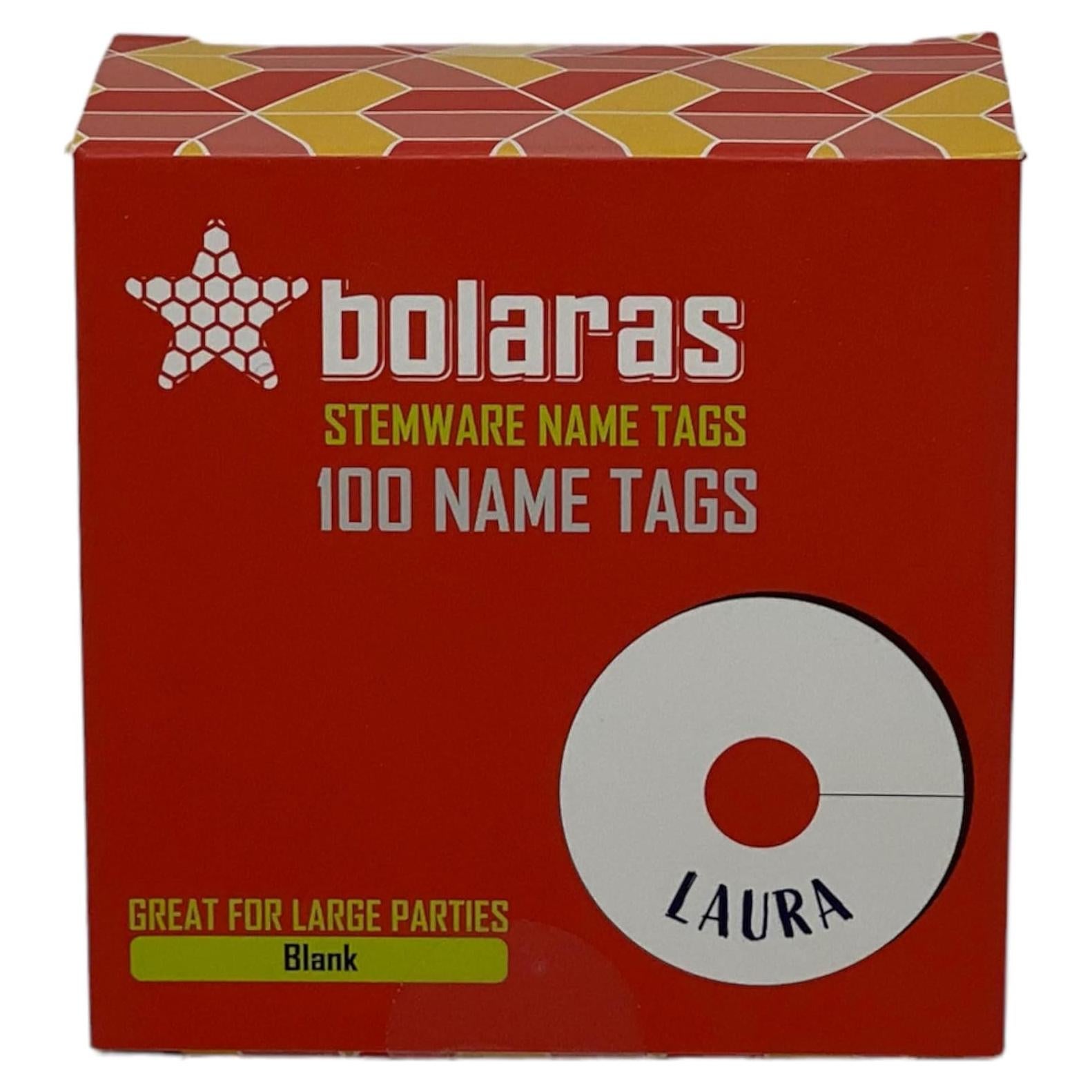 Etiquetas de Nombre Bolaras para Copas de Vino - 100 Unidades